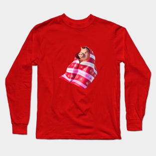 Pigs In Blankets A Fun Pig Wrapped In A Throw Long Sleeve T-Shirt